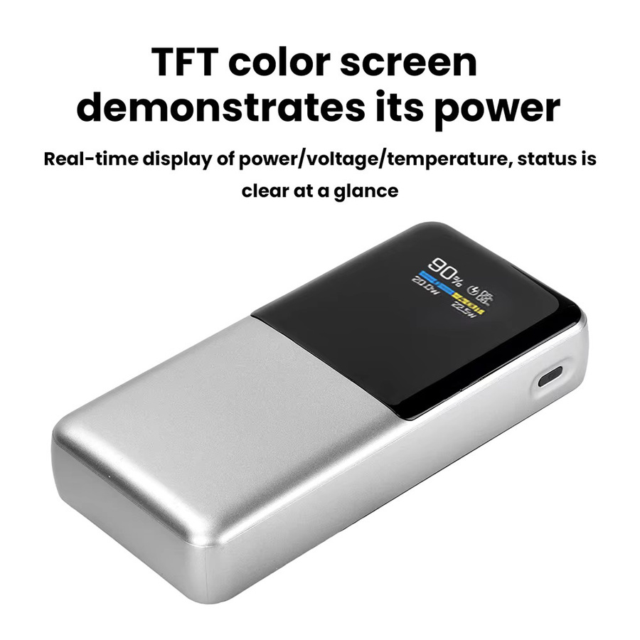 Gaqqee Powerbank DIY-Kit mit 22,5W Schnelllademodul, 0,96-Zoll TFT-Farbdisplay und Unterstützung für PD, QC, SCP und VOOC in Silber - Bild 3