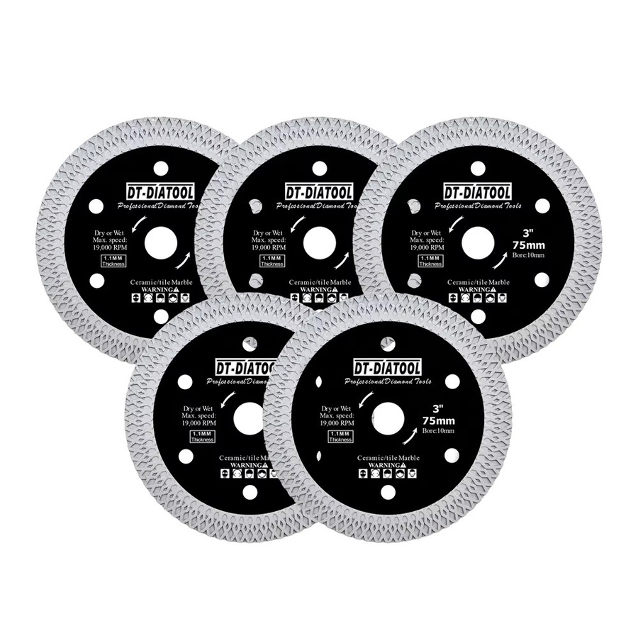 DT-DIATOOL Diamant-Fliesentrennscheibe X Mesh Turbo in Silber, Durchmesser: 75 mm, zum Schneiden von Porzellanfliesen, Marmor, Keramik, Granit und Stein - Bild 7