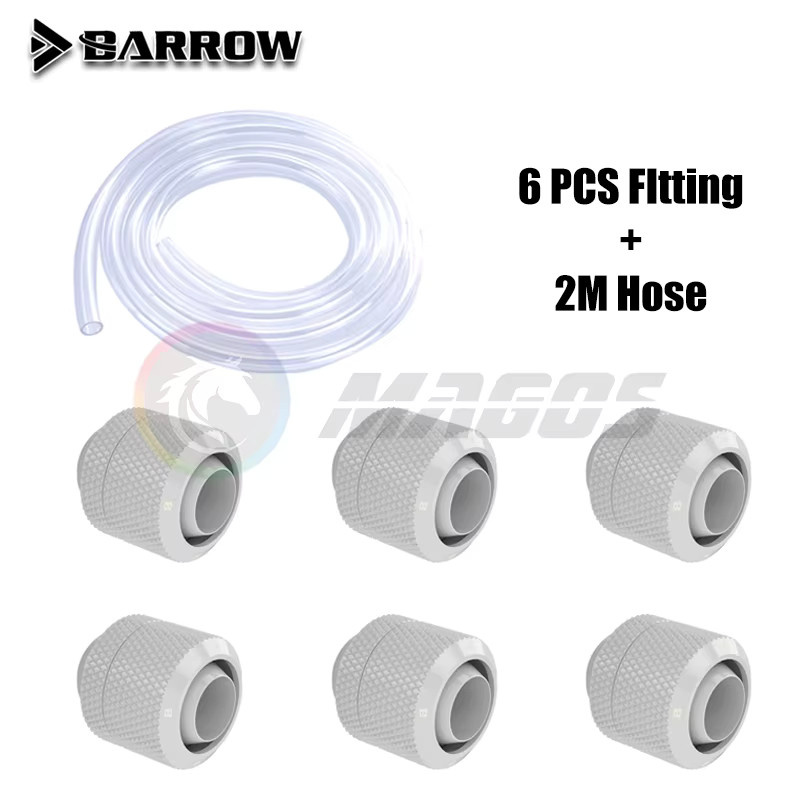 Barrow Soft Tube Fittings Combo Kit Wasserkühlsystem für Schlauchrohre in Schwarz Weiß Silber Transparent - Bild 1