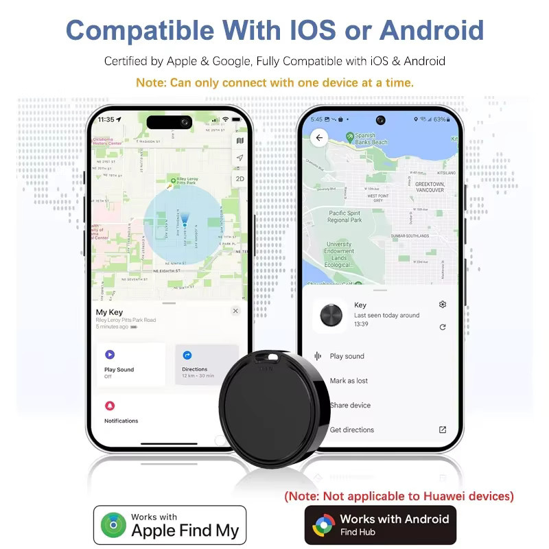 leapii Smart Tag Bluetooth Tracker in Schwarz für Apple Find My und Google Find Hub kompatibel mit Android und iOS zur Standortbestimmung von Haustieren und Autos - Bild 2