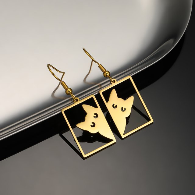 Cazador Ohrringe, Katzen, Edelstahl, Gold, Damen - Bild 1