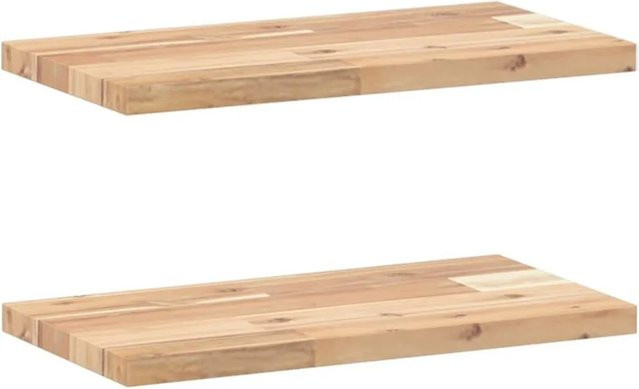 vidaXL Schweberegale aus Akazienholz, 2 Stück, Unbehandelt, Braun, B: 40 cm, T: 20 cm, H: 2 cm - Bild 1