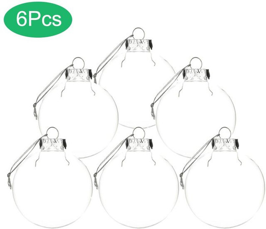 TOMTOP JMS Weihnachtskugeln aus transparentem PET-Kunststoff in Weiß als runder Weihnachtsschmuck zum Aufhängen