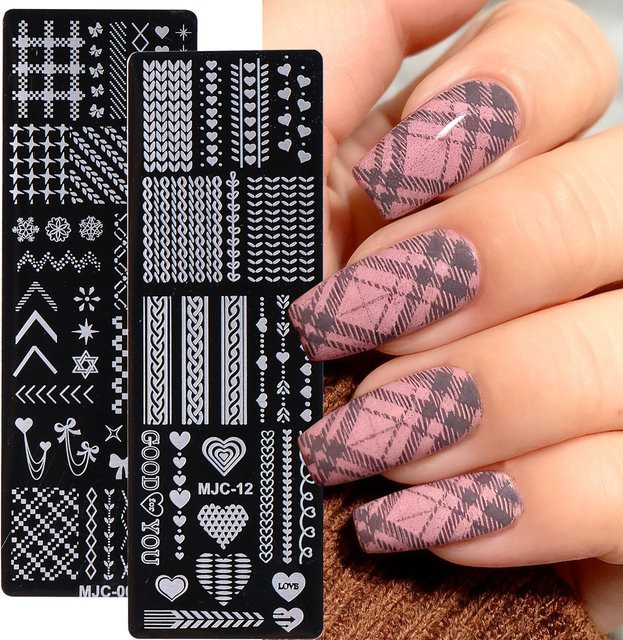 SWEET TREND Nail Art Vorlage, 2 Stück, Schneeflocken Herz Stern - Bild 1