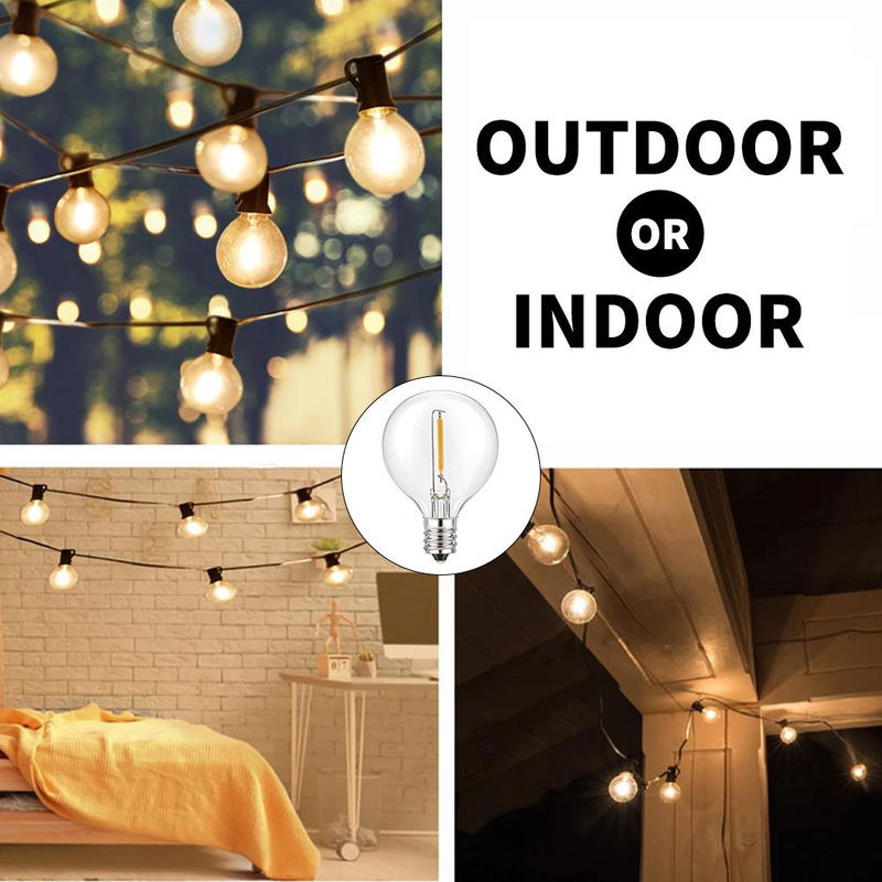 10 Stück Foroureyes Lighting LED G40 Ersatz-Glühbirnen mit E12 Sockel, 1 W, Warmweiß, Kunststoff-Kugelbirnen für Lichterketten im Innen- und Außenbereich - Bild 4