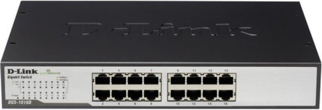 D-Link DGS-1016D Gigabit Switch mit 16 Ethernet/LAN Anschlüssen in Schwarz - Bild 1