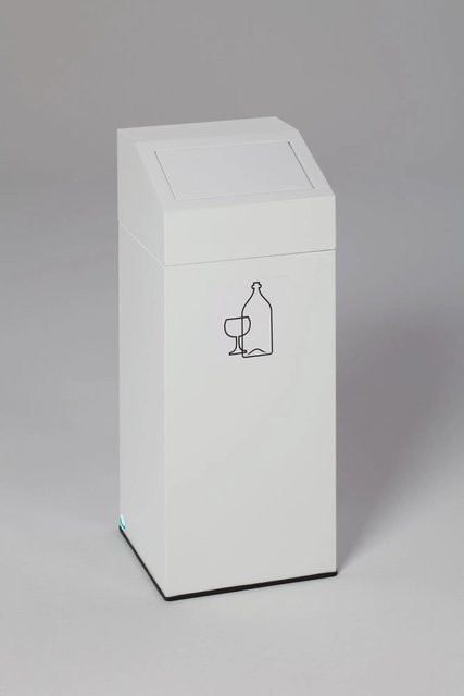 PROREGAL Selbstlöschender Wertstoffsammler Glas Weiß aus verzinktem Stahl, 47 Liter, H x B x T: 79 x 32 x 32 cm - Bild 1