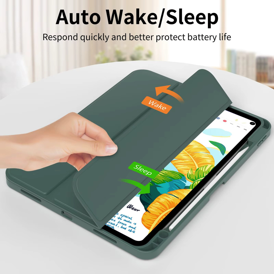 Leke-Leka Trifold Stand Flip Cover Federmäppchen für iPad Air und Pro mit Stifthalter in Blau und Grün - Bild 1