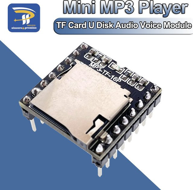 Mini MP3 Player Modul mit TF-Karte und U-Disk Audio Voice Board für Arduino UNO, Schwarz - Bild 1