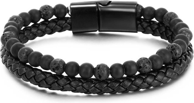 Jc-Jewelry Armband, Naturstein, Leder, Seil, Herren, 21 cm - Bild 1