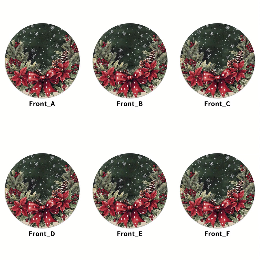 VIKAMA 6-teiliges Weihnachts-Tischset mit Holly-Blatt Design in Multicolor - Bild 3