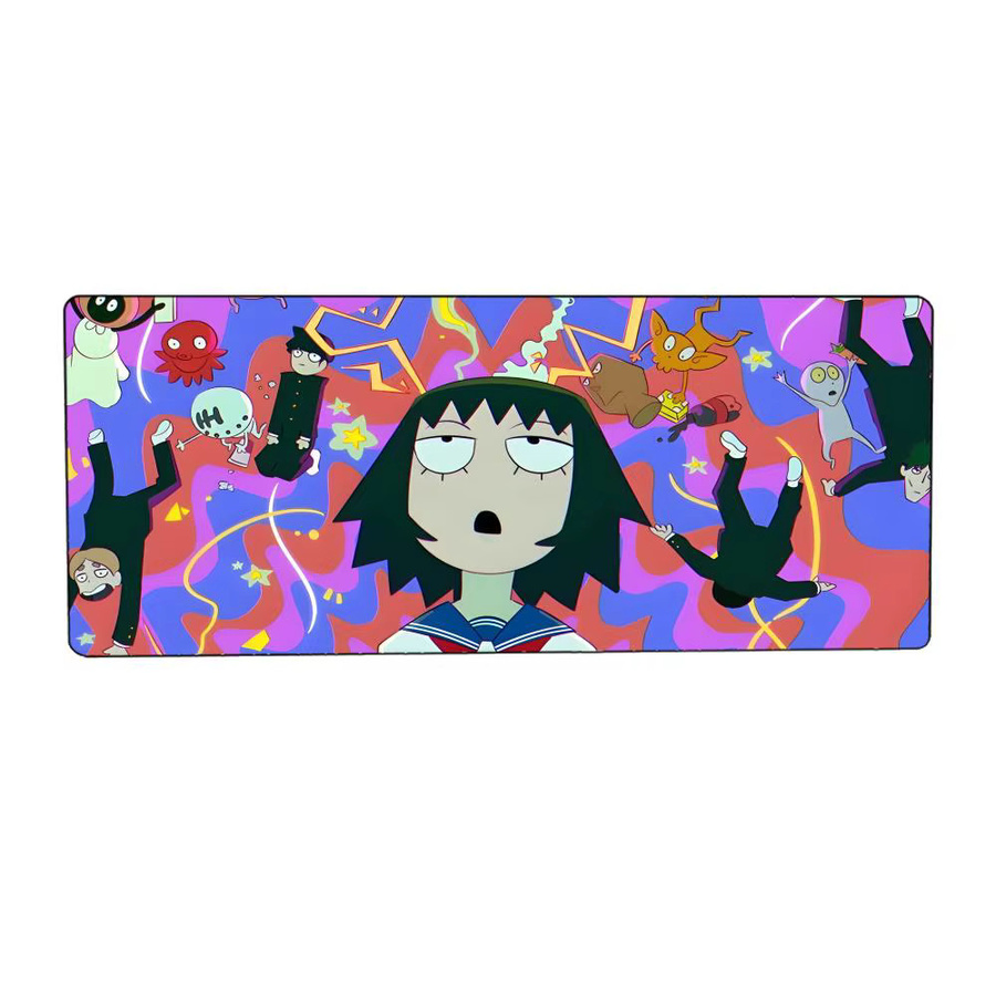 Anime Mob Psycho 100 Gaming-Mauspad mit LockEdge, große Schreibtischunterlage aus PC, Schwarz/Mehrfarbig - Bild 4
