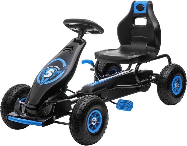 HOMCOM Gokart Kinderfahrzeug mit verstellbarem Sitz blau schwarz ab 5 Jahren - Bild 3