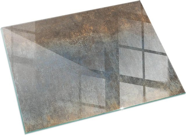 Tulup Glasplatte für Kamin mit abstraktem Texturmuster in Braun, B/B/H: 120 x 80 cm - Bild 1