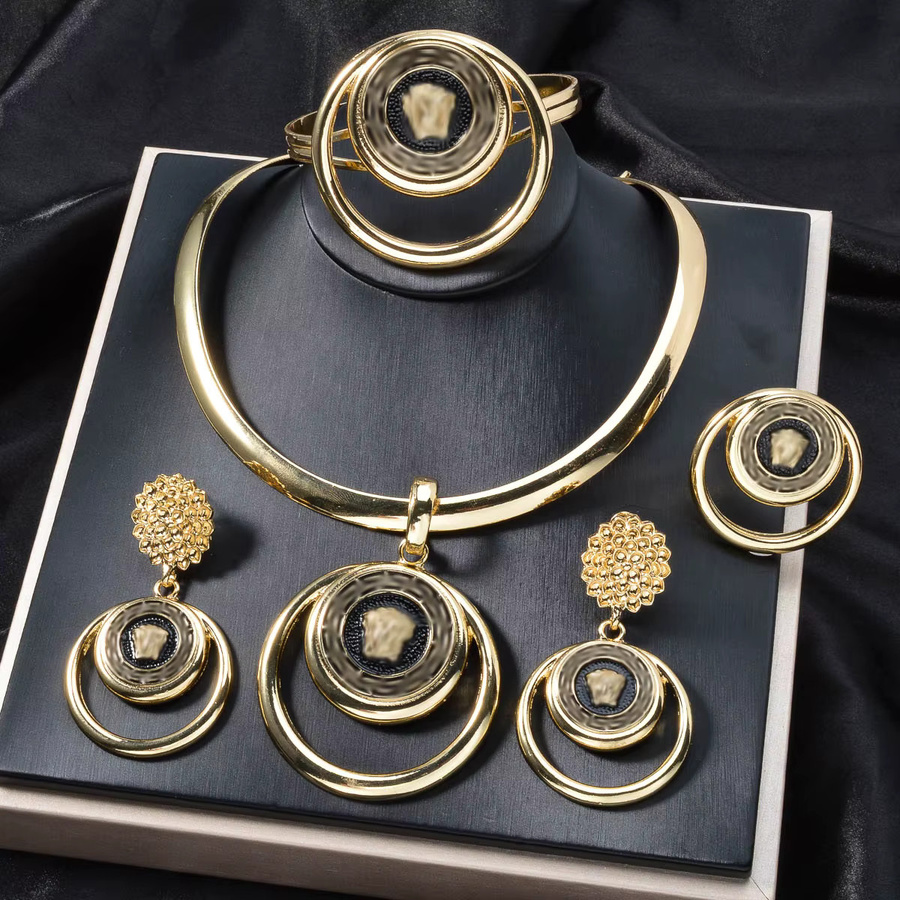 Schmuckset Damen, 4-teilig, Löwe, Porträt, Blume, Halskette, Gold - Bild 4