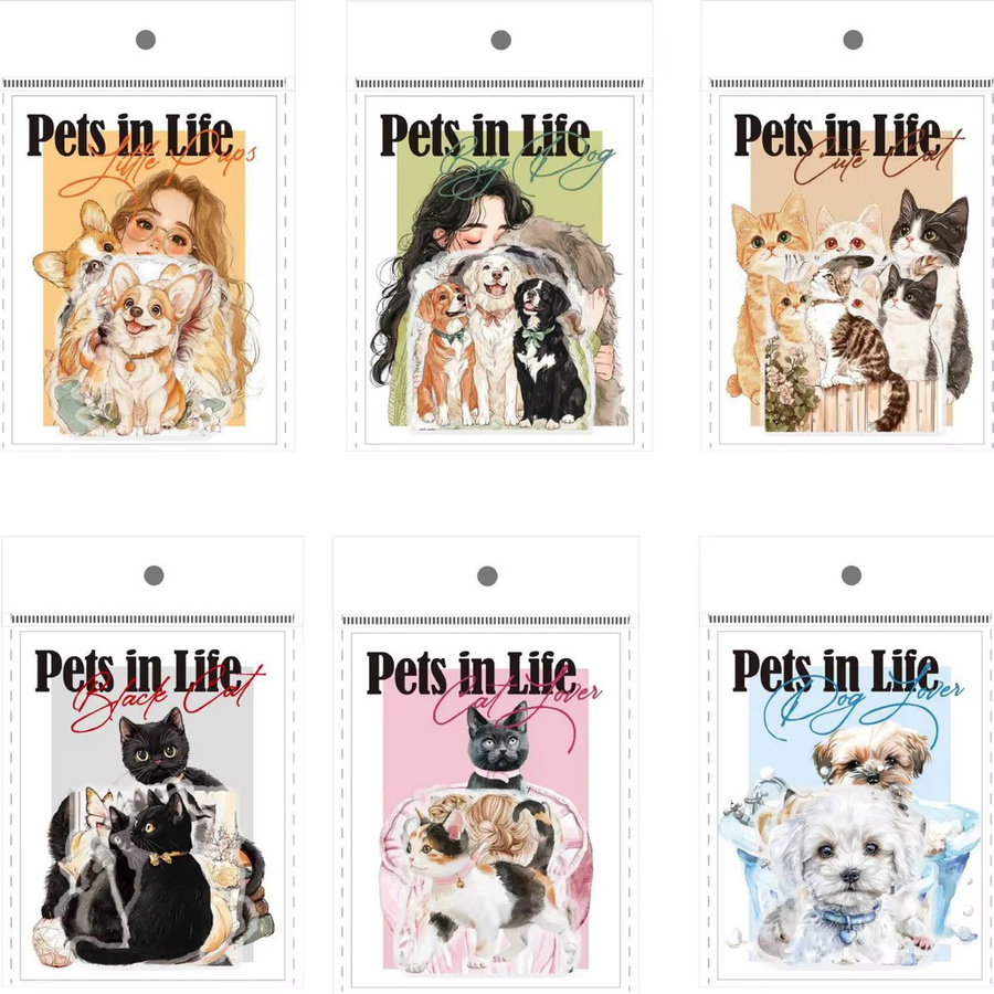 Journamm Pet Life Serie Aufkleber mit 40 Cartoon Katze Dekorationen in Multicolour für Scrapbooking und Junk Journal Collage - Bild 3