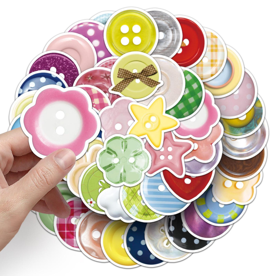 50 bunte Knopf-Sticker als Kreativ-Sticker zur Dekoration von Handy und Laptop in Multicolour - Bild 3
