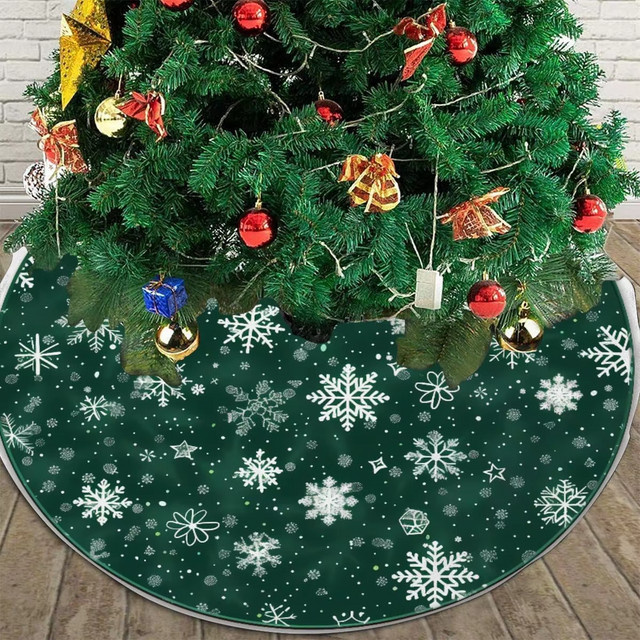 VIKAMA Weihnachtsbaumrock mit Schneeflocken-Design in Grün für deine Weihnachtsdekoration - Bild 1