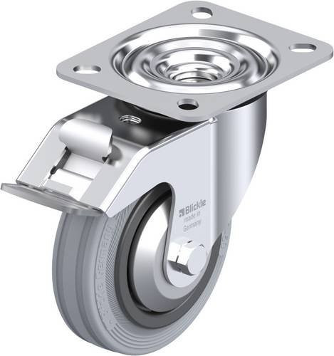 Blickle Lenkrolle LE-VPP 100R-FI-SG-FA mit Feststeller, Rad-Durchmesser: 100 mm, Tragfähigkeit: 70 kg, Farbe: Silber - Bild 1