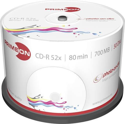 Primeon CD-R Rohlinge 700 MB, 50 Stück Spindel, weiß, bedruckbar - Bild 1