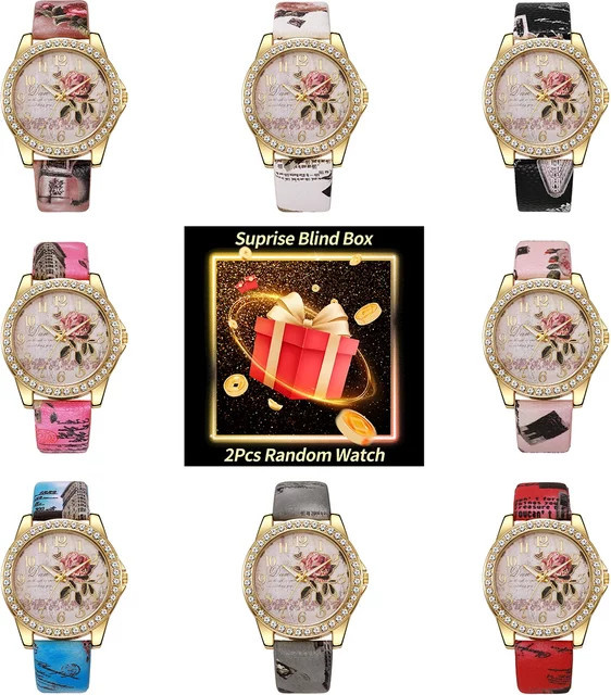 RUNERR Armbanduhr, Analoguhr, Messing, Gold, Leder, Diamantbesetzt, Damen - Bild 1