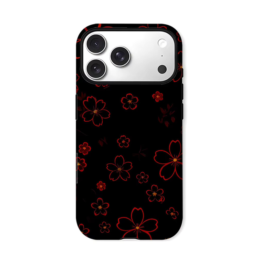 Crimson Petal Magnetische Handyhülle für iPhone 17 16 15 14 13 Pro Max Plus in Schwarz – Robuste Einzel- und Doppelschicht-Schutzhülle - Bild 6