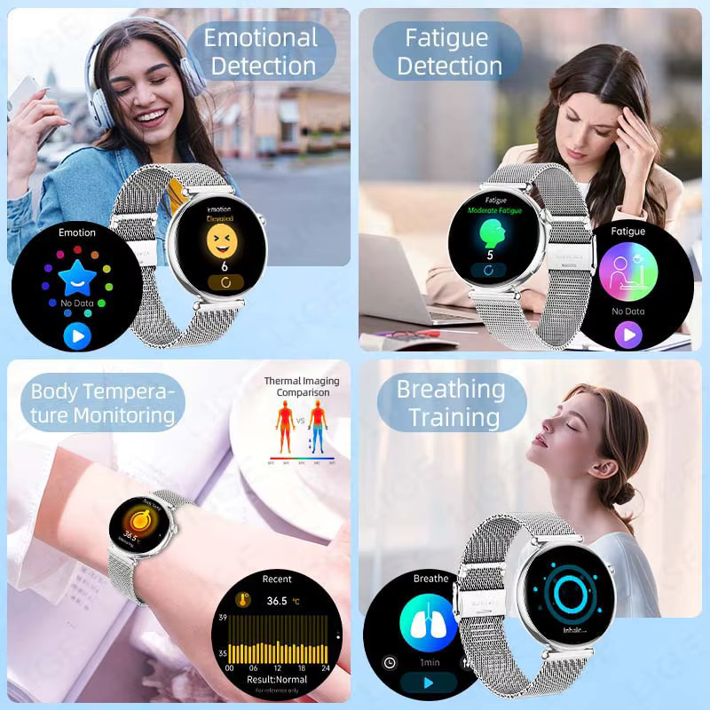 LIGE Smartwatch für Damen in Silber mit AI-Diagnose für Lipidwerte, Harnsäure und Menstruations-Gesundheitstracker sowie Herzfrequenzmessung - Bild 3