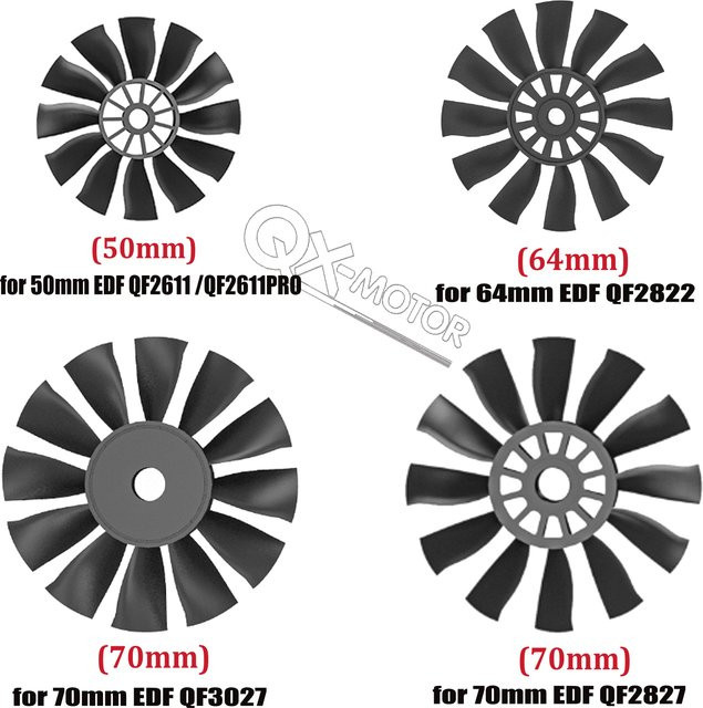 QX-MOTOR 12-flügelige CW/CCW-Lüfterblätter, Ersatzteile, Schwarz, Kunststoff - Bild 1