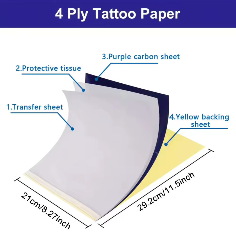 JUN.M Tattoo-Transferpapier 4-lagiges Schablonenpapier für Profis, 100 Blatt, A4-Format - Bild 3
