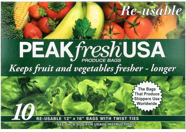 PEAKfresh Rworld Essentials wiederverwendbare Produktbeutel mit Twist-Bindern, transparent, 10 Stück, Breite: 30,48 cm, Höhe: 40,64 cm, Tiefe: 30,48 cm - Bild 1