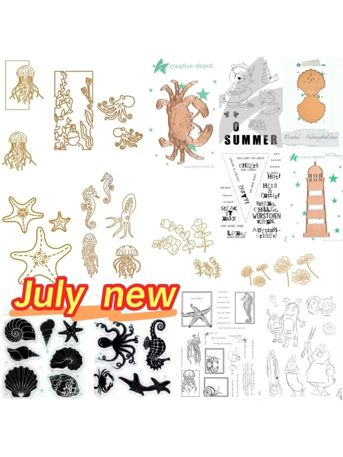 Doodle Strandkorb Metall-Stanzformen und Stempel Set für DIY Scrapbooking und Papierkarten in Multicolour - Bild 2
