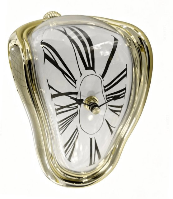 Relaxdays Wanduhr in Gold mit surrealem Design, analog und batteriebetrieben, B/H/T: 16,0 x 13,0 x 1,0 cm - Bild 1
