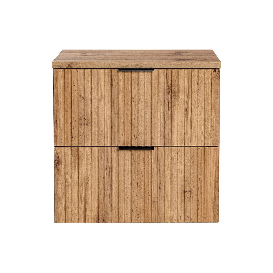 Vente-unique Waschbeckenunterschrank Zevara im Boho-Stil, gestreift, Beige/Braun, Breite: 60 cm, Höhe: 57 cm, Tiefe: 46 cm - Bild 2