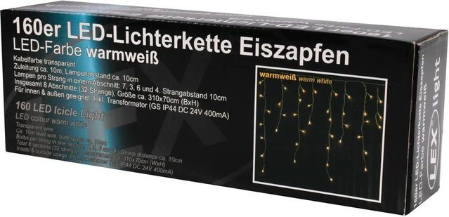 Lex LED Eiszapfen Lichtervorhang Weihnachtsbeleuchtung Warmweiß für Außen und Innen - Bild 1