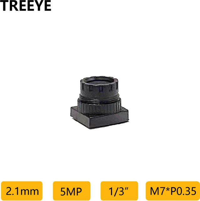 TREEYE HD Kameraobjektiv mit 5,0 Megapixel, 2,1 mm M7-Objektiv, 1/3 Zoll Sensor, 50 nm IR-Filter, Schwarz - Bild 1