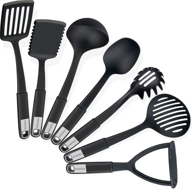 Fackelmann Küchenhelfer-Set Sense, 7-teilig, Schwarz aus Edelstahl und Silikon - Bild 1