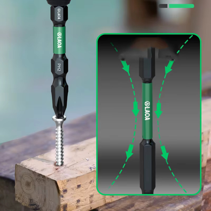 LAOA 2 Stück Kreuzschlitz-Bits aus Legierungsstahl in Schwarz, magnetische Sechskant-Steckschlüssel mit Pflaumenblüten-Form, rutschfest und schlagfest - Bild 2