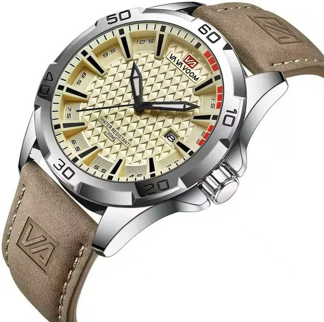 VA VA VOOM Armbanduhr Quarz, Leder, Gold, Herren - Bild 1