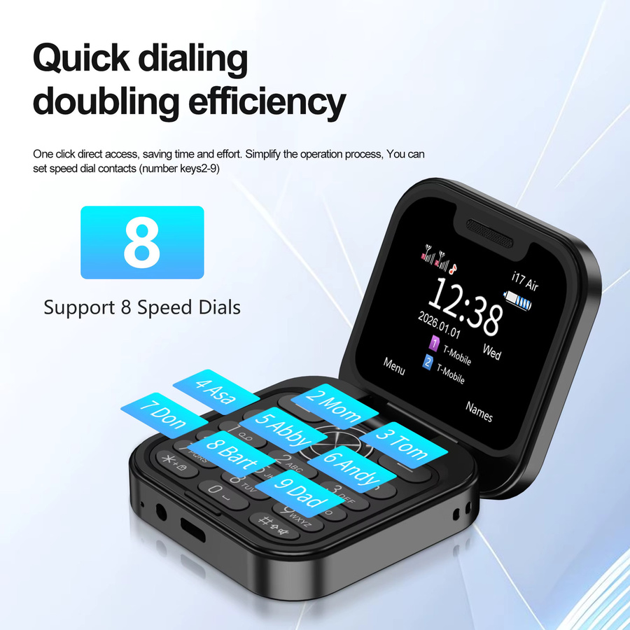 SERVO i17Air 2G Mini faltbares Mobiltelefon in Schwarz mit Dual SIM, Anrufaufzeichnung und FM Radio - Bild 4