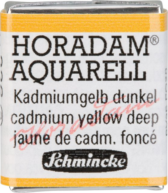 Schmincke HORADAM Aquarellfarbe Kadmiumgelb dunkel im 1/2 Näpfchen mit Gummi Arabicum - Bild 1