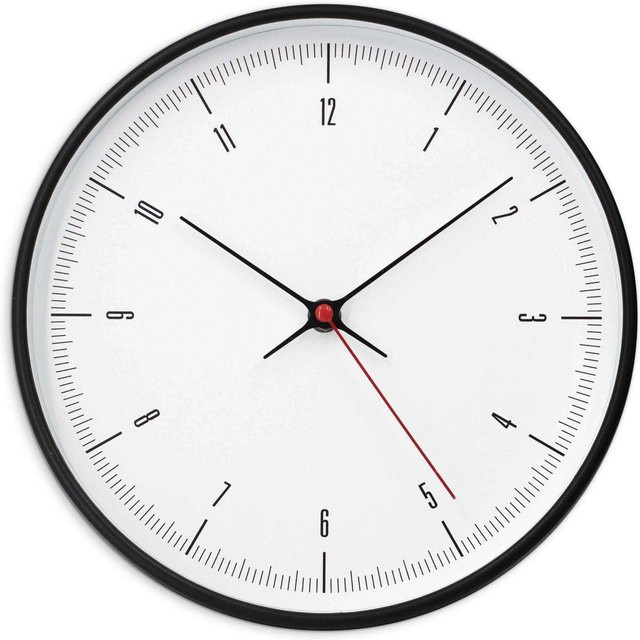 Wall-Art Wanduhr klassisch rund in Weiß und Schwarz-Optik mit Quarzwerk, Durchmesser: 25 cm - Bild 1
