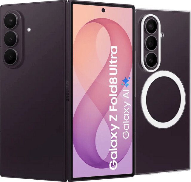 Samsung Galaxy Z Fold8 Ultra 256GB 5G in Lila mit schwarzem Carbon Backcover mit Magnet - Bild 1