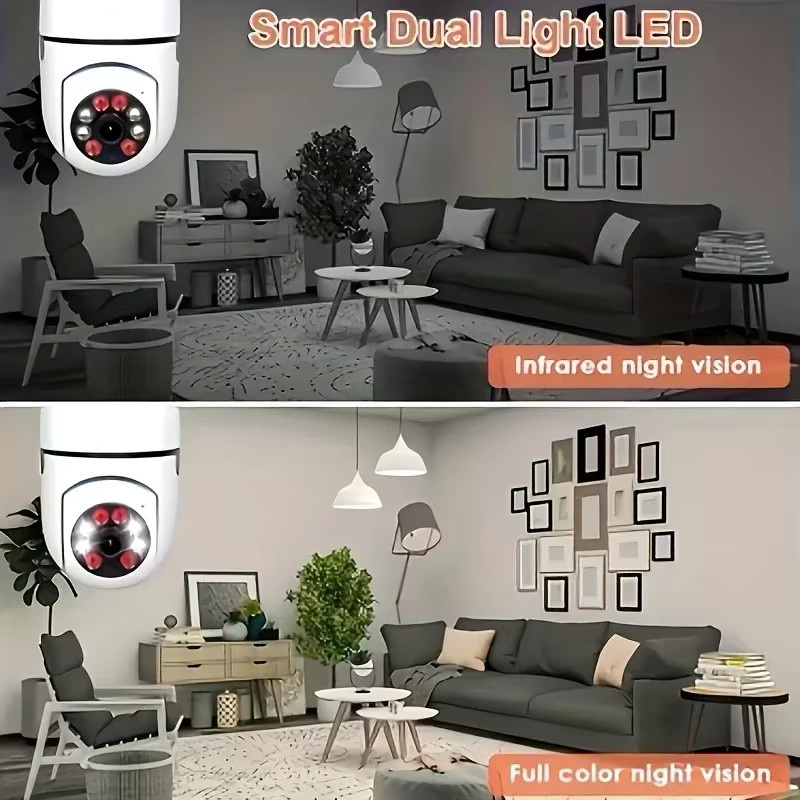 2er-Set Ease Life WiFi Überwachungskameras für den Außenbereich mit 360 Grad Rundumschutz, E27-Lichtfassung, 5 GHz WLAN und LED-Funktion in Weiß - Bild 6