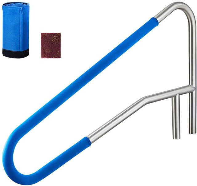 MB Poolgeländer aus Edelstahl in Silber mit blauer Anti-Rutsch-Hülle, B/H: 137,1 x 81,3 cm - Bild 1