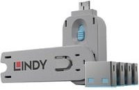 LINDY USB Port Schloss USB-Lock mit 4 Schlössern und 1 Schlüssel Blau 40452 USB Typ A - Bild 1
