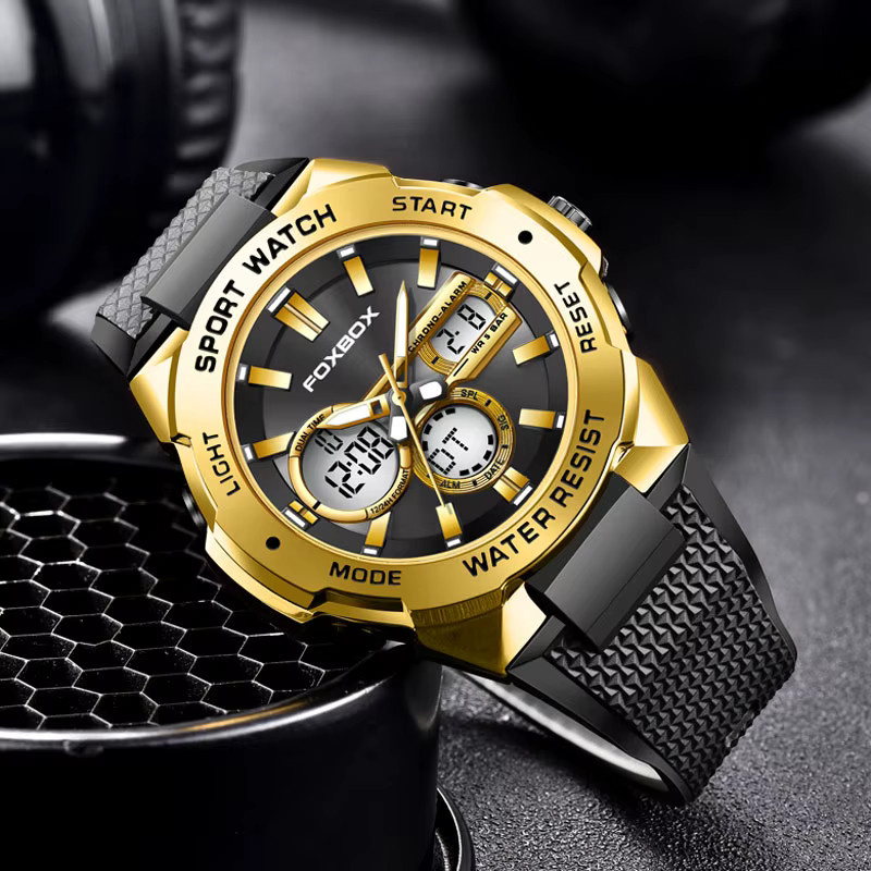FOXBOX Armbanduhr, Chronograph, Digitaluhr, Quarz, Schwarz, Herren - Bild 3