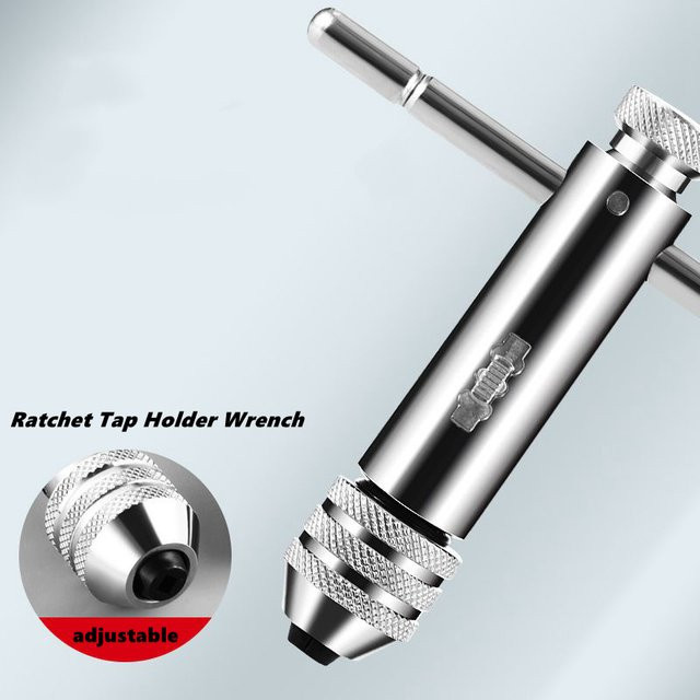 NIUXIANG Einstellbarer T-Griff Ratsche Gewindebohrer Halter in Silber für M3-8 und M5-12 - Bild 1