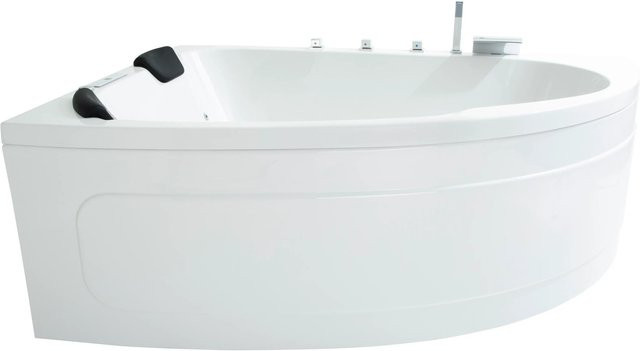 Basera Indoor Eck-Whirlpool Badewanne Guam Links für 2 Personen in Hochglanz Weiß, B/T: 180 x 130 cm - Bild 1