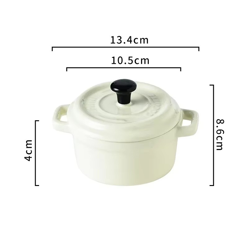 Keramik-Frühstücksnapf mit Deckel in Gelb, mikrowellengeeignet, ideal für Kinder und Suppen - Bild 3