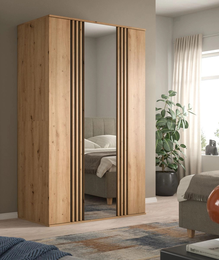 Kleiderschrank Björke mit Spiegel in Artisan Eiche, B/H: 120 x 192 cm - Bild 2